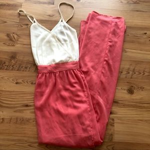 Pink + Ivory Maxi Dress with Open Back